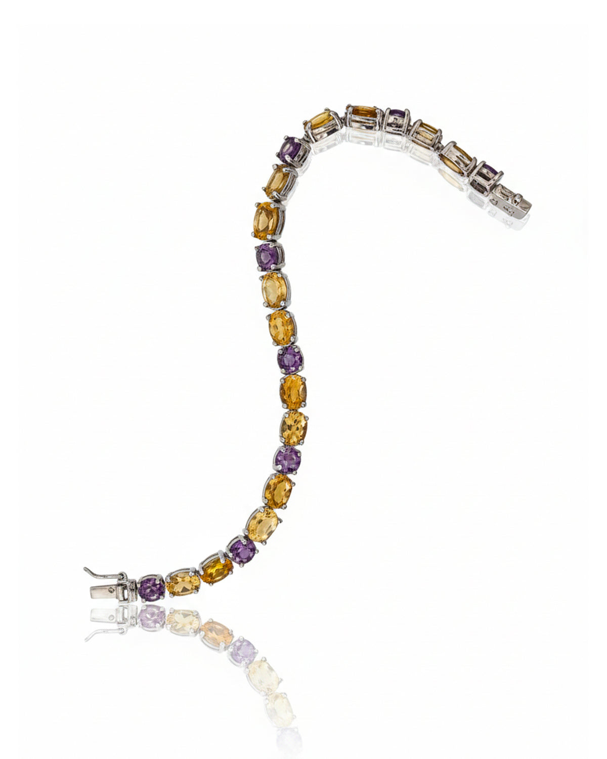 Sterling Silver Amethyst & Citrine Bracelet – 925 Sterling Silver Multi-Gemstone Tennis Bracelet