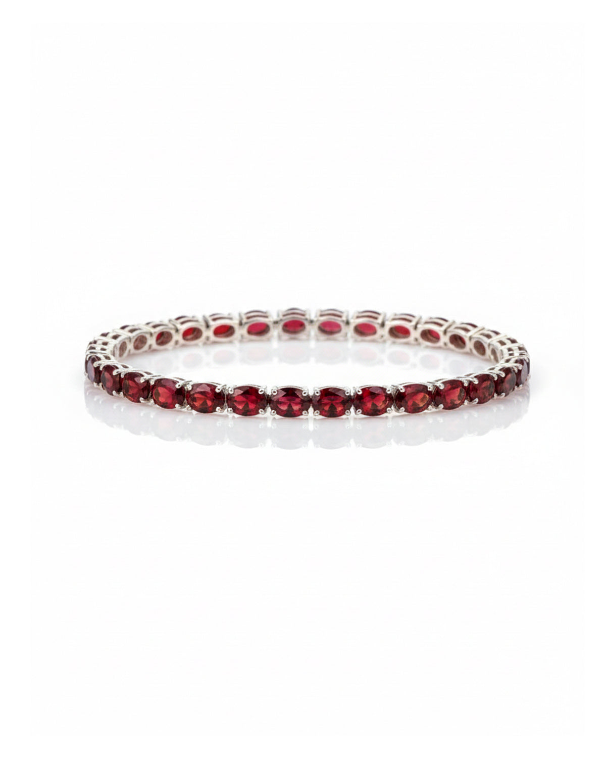 Sterling Silver Garnet Tennis Bracelet – 925 Sterling Silver Oval Garnet Bracelet