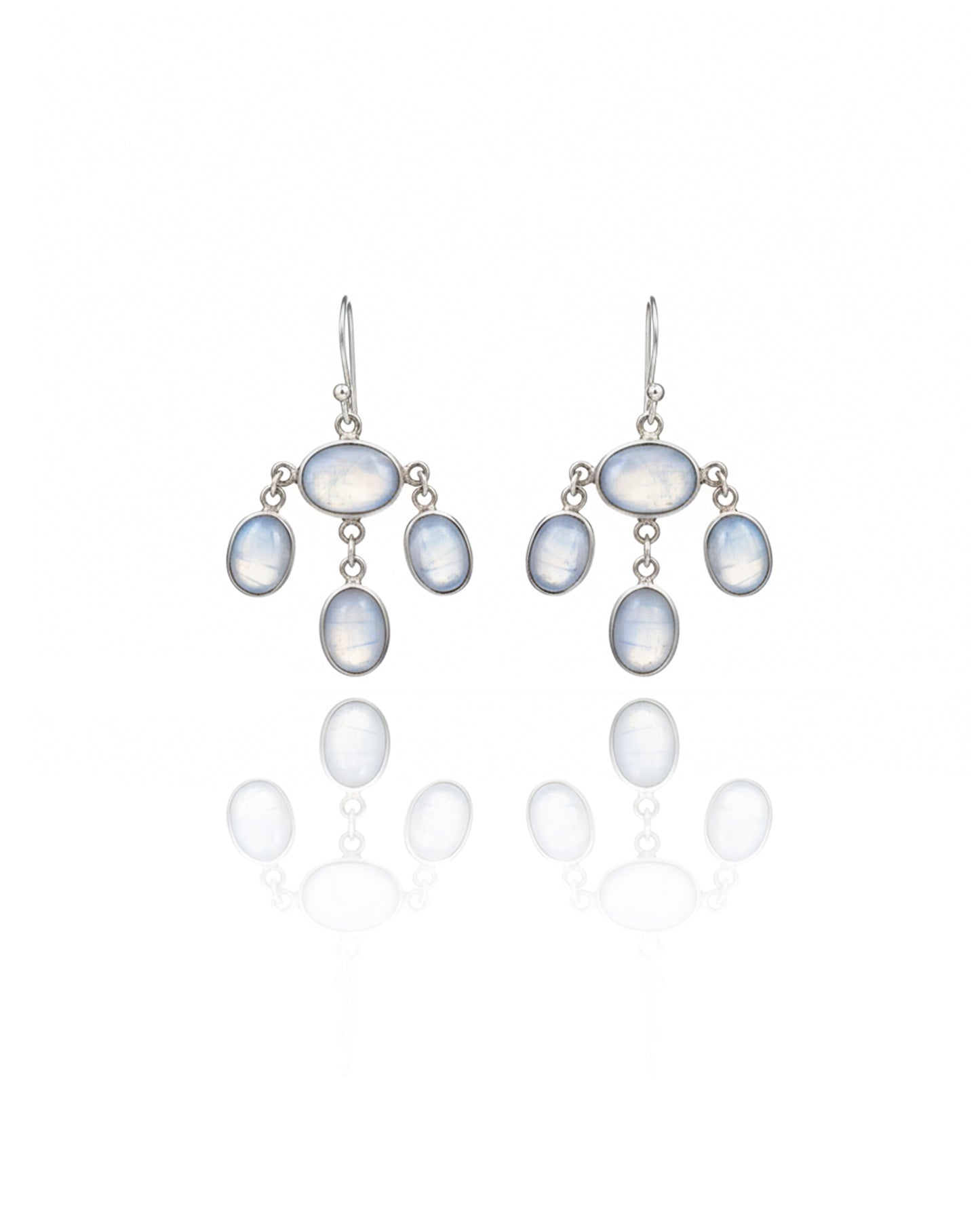 Handcrafted Sri Lankan Moonstone Chandelier Earrings – 925 Sterling Silver