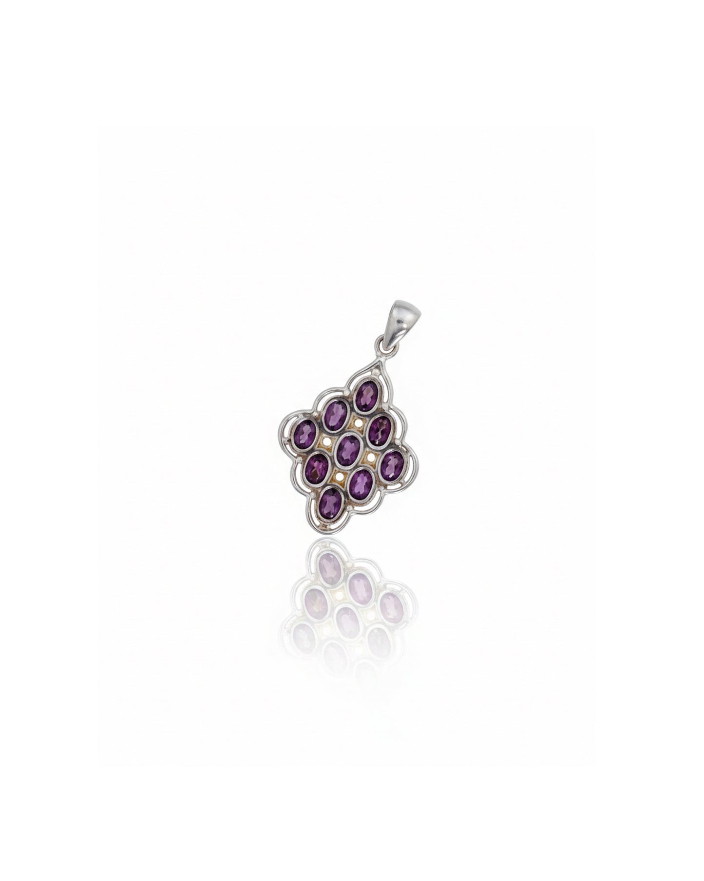 Sterling Silver Ruby & White Sapphire Flower Pendant Necklace – 925 Sterling Silver Floral Gemstone Pendant