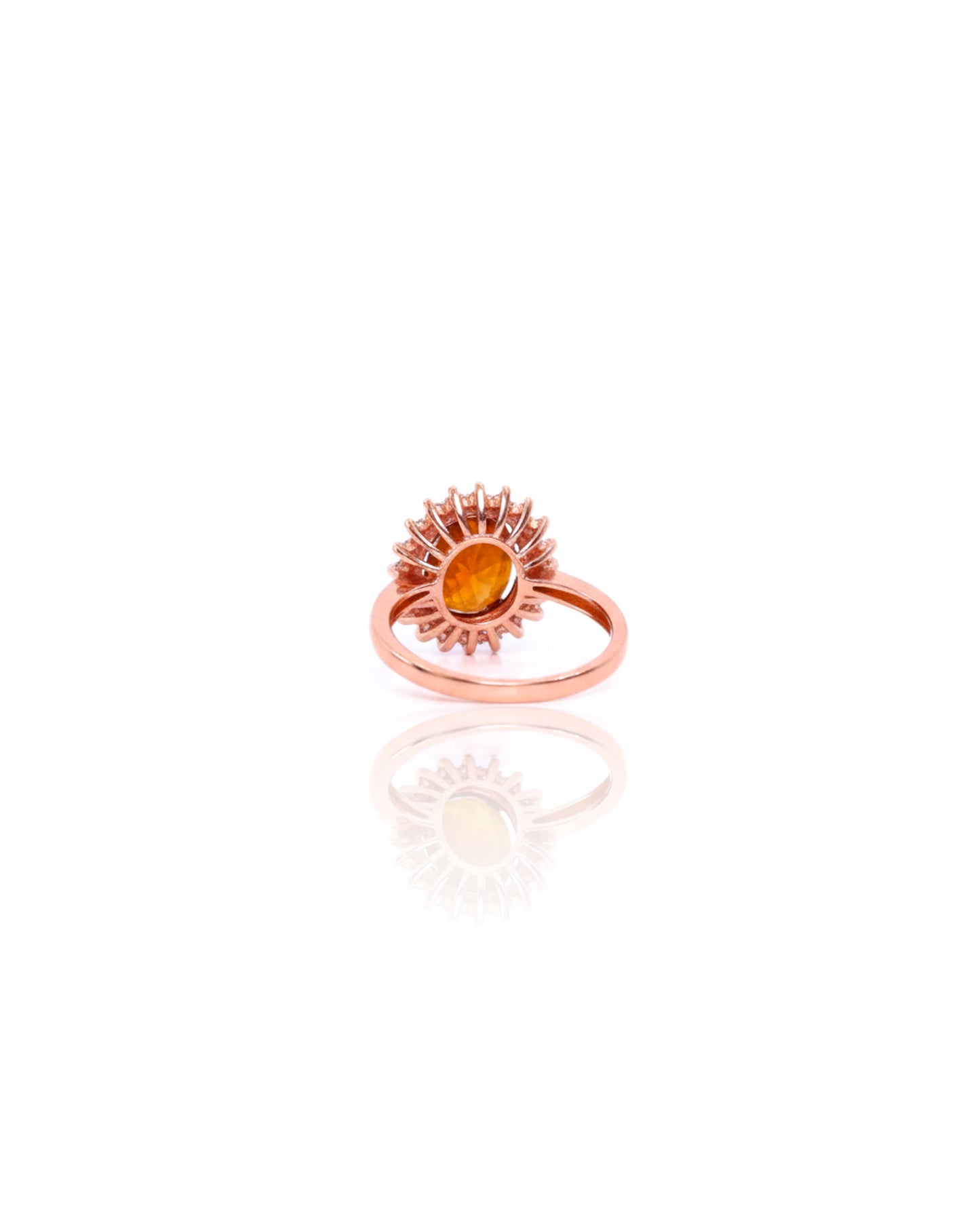 Adjustable Rose Gold Plated Hessonite Garnet Ring – 925 Sterling Silver Oval Cinnamon Stone Halo Statement Ring