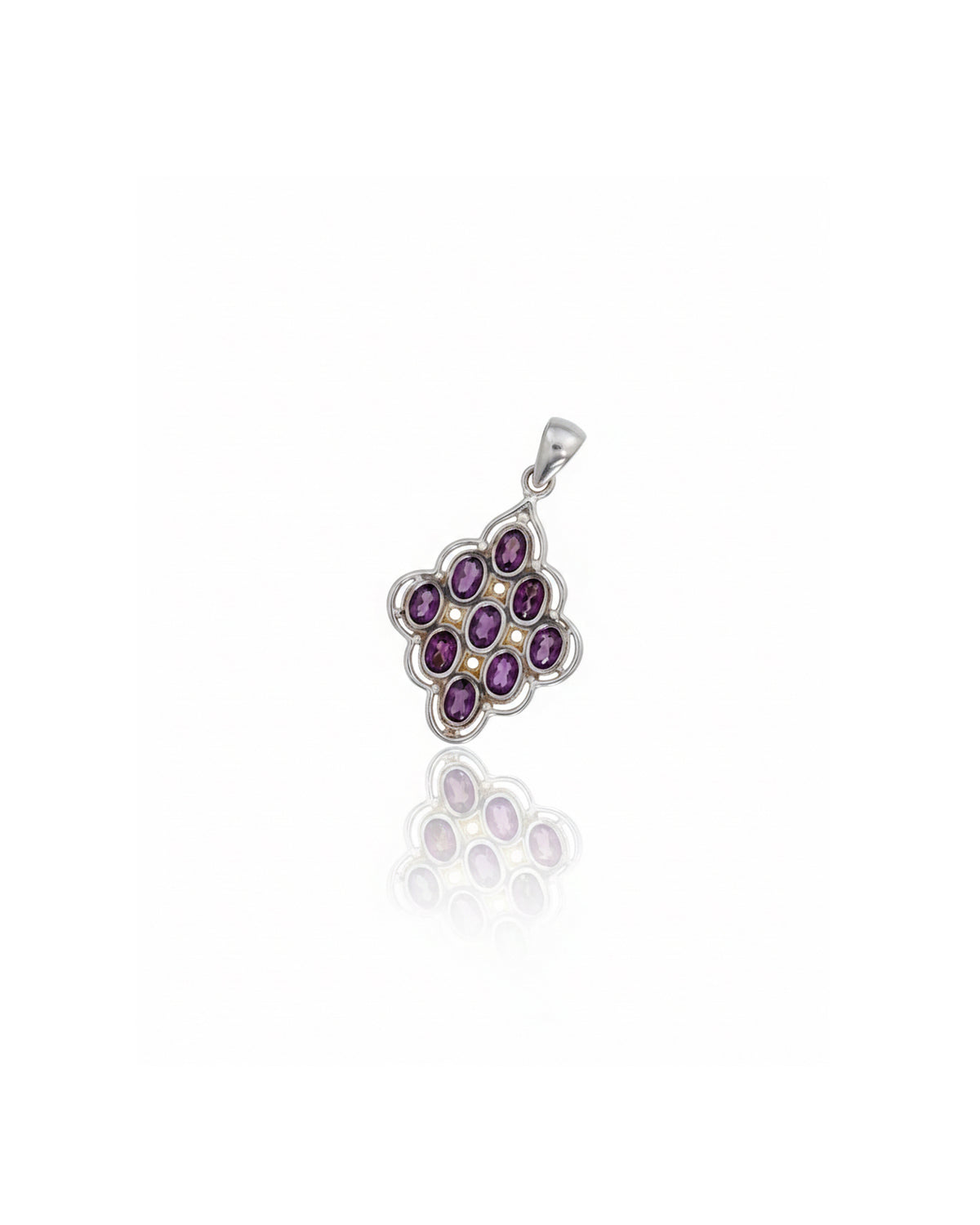 Sterling Silver Ruby & White Sapphire Flower Pendant Necklace – 925 Sterling Silver Floral Gemstone Pendant
