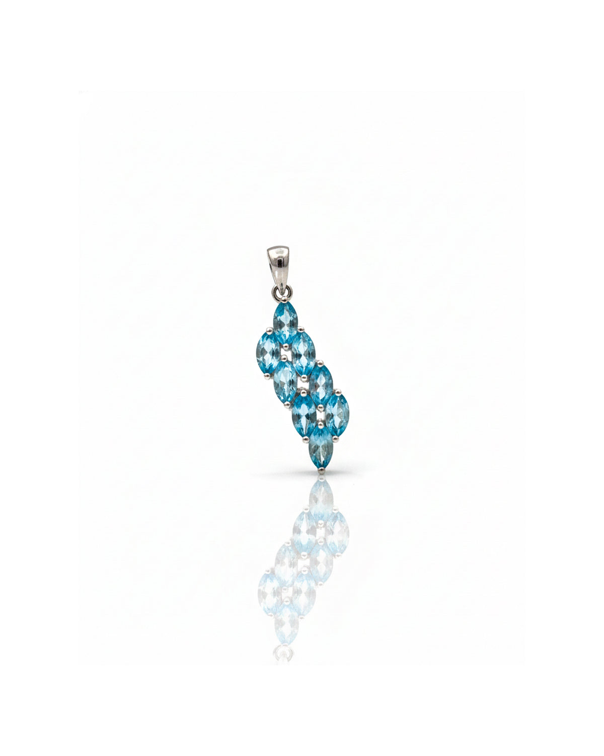 Marquise Cut Swiss Blue Topaz Cluster Pendant in 925 Sterling Silver